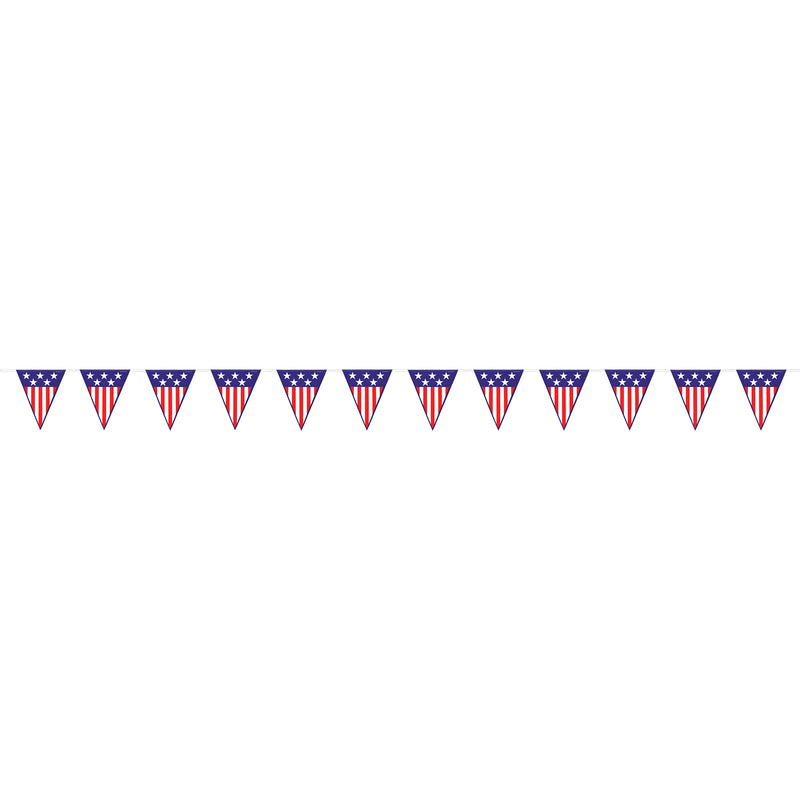 Spirit Of America Pennant Banner – 11" x 12' – (1/Pkg) by Beistle for Patriotic Pennant Banners