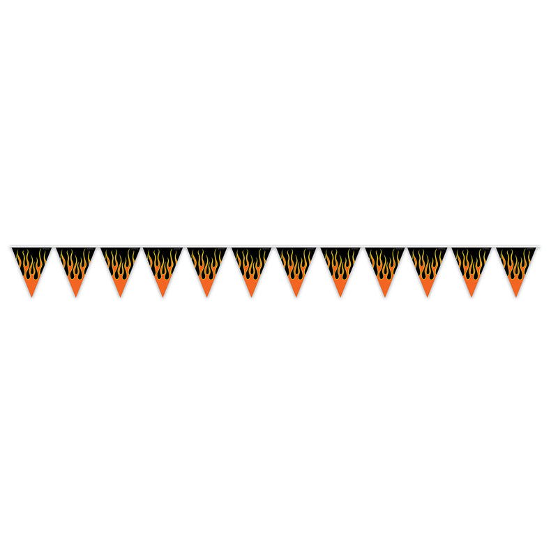 Flame Pennant Banner – 11" x 12' – (1/Pkg) by Beistle for Racing Pennant Banners