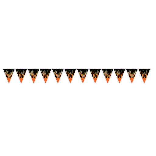 Flame Pennant Banner – 11" x 12' – (1/Pkg) by Beistle for Racing Pennant Banners