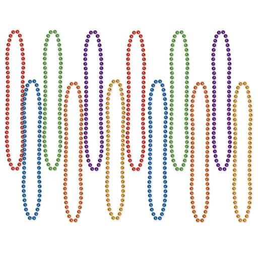 Party Beads - Small Round – 7mm x 33" – (12/Card) by Beistle for General Occasion Round Party Beads