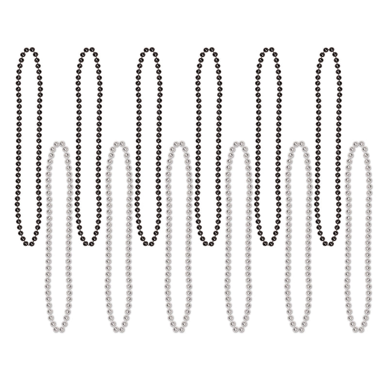 Party Beads - Small Round – 7mm x 33" – (12/Card) by Beistle for General Occasion Round Party Beads