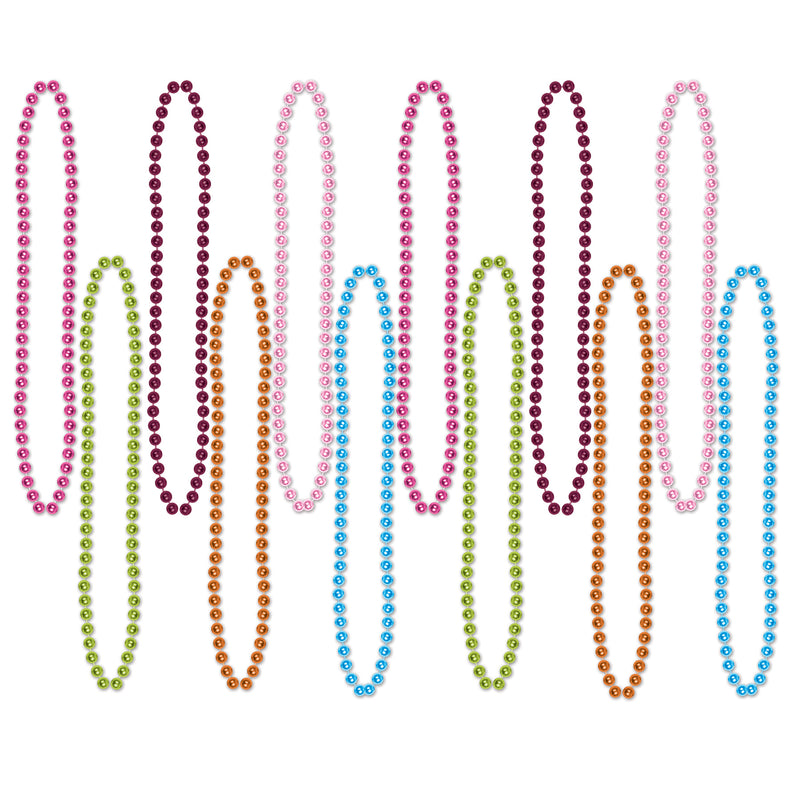 Party Beads - Small Round – 7mm x 33" – (12/Card) by Beistle for General Occasion Round Party Beads