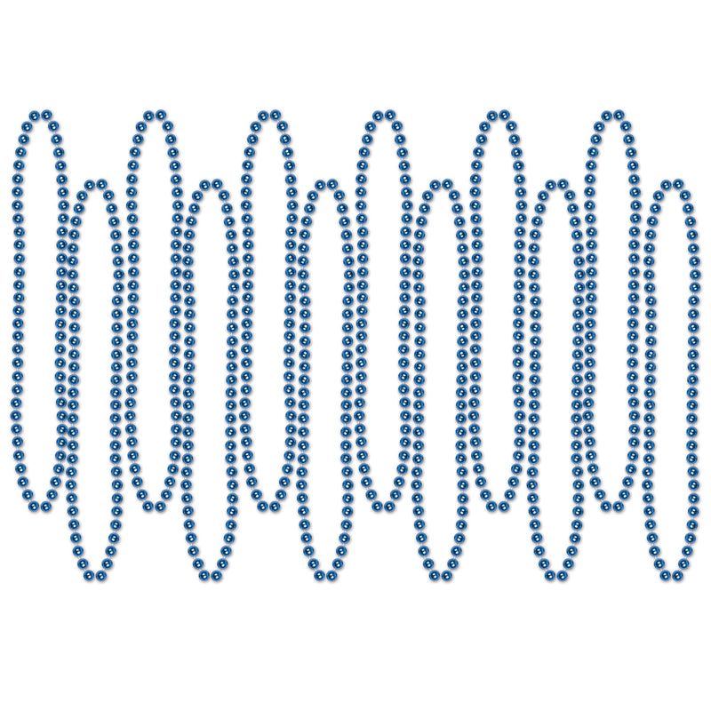Party Beads - Small Round – 7mm x 33" – (12/Card) by Beistle for General Occasion Round Party Beads