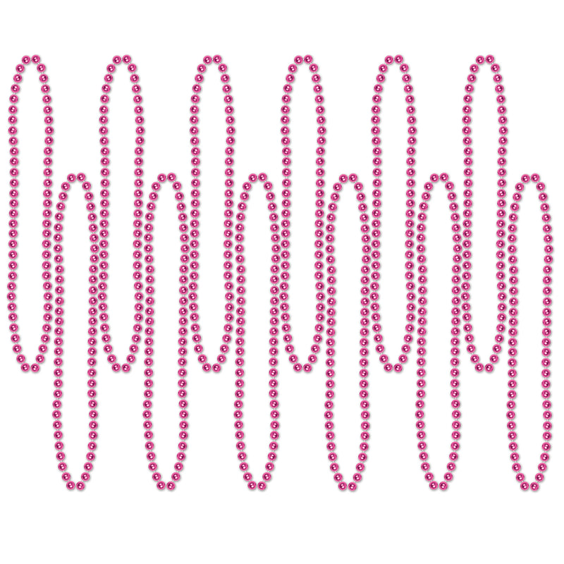 Party Beads - Small Round – 7mm x 33" – (12/Card) by Beistle for General Occasion Round Party Beads