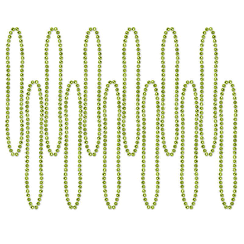 Party Beads - Small Round – 7mm x 33" – (12/Card) by Beistle for General Occasion Round Party Beads