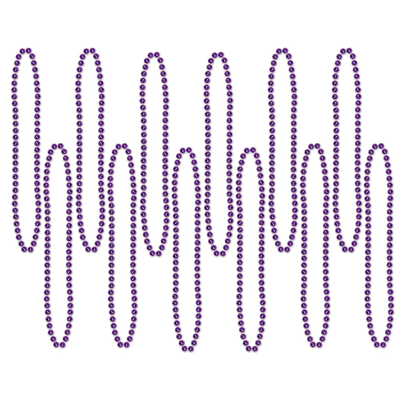 Party Beads - Small Round – 7mm x 33" – (12/Card) by Beistle for General Occasion Round Party Beads