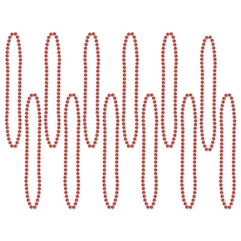 Party Beads - Small Round – 7mm x 33" – (12/Card) by Beistle for General Occasion Round Party Beads