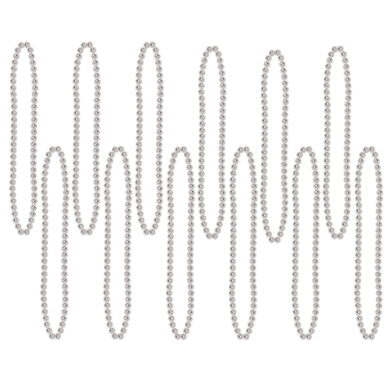 Party Beads - Small Round – 7mm x 33" – (12/Card) by Beistle for General Occasion Round Party Beads
