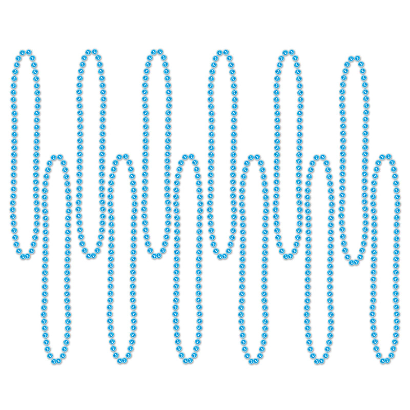 Party Beads - Small Round – 7mm x 33" – (12/Card) by Beistle for General Occasion Round Party Beads
