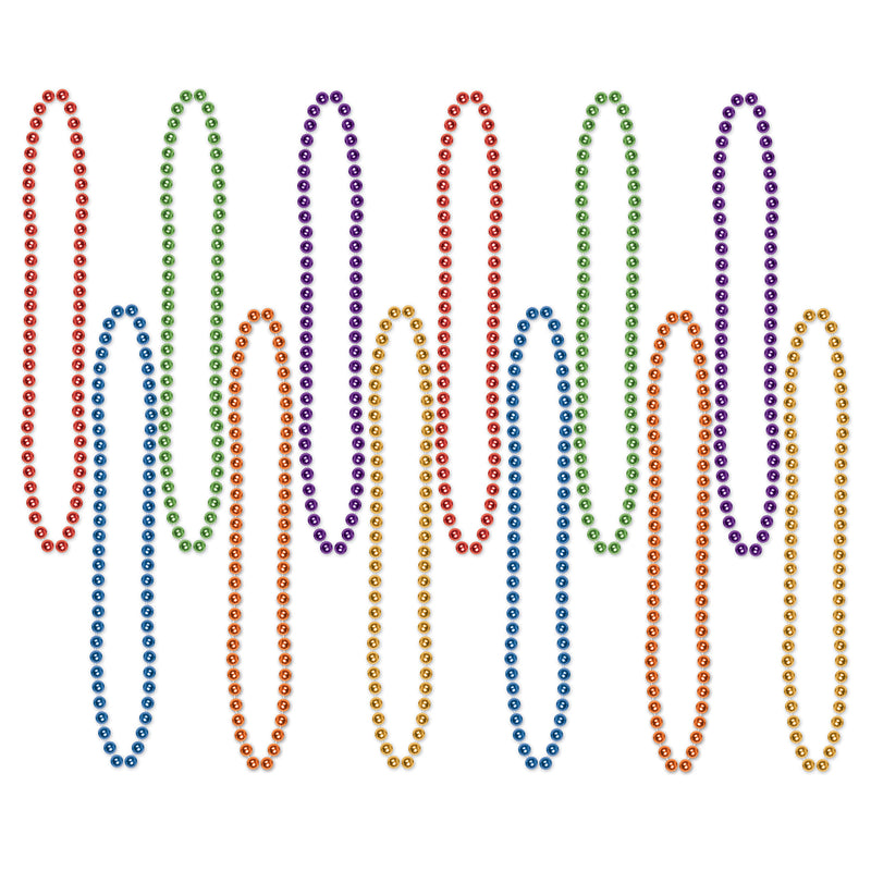Party Beads - Small Round – 7mm x 33" – (12/Poly Bag) by Beistle for General Occasion Round Party Beads