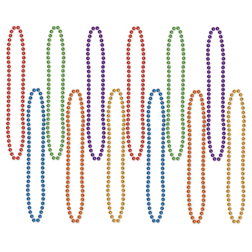 Party Beads - Small Round – 7mm x 33" – (12/Poly Bag) by Beistle for General Occasion Round Party Beads