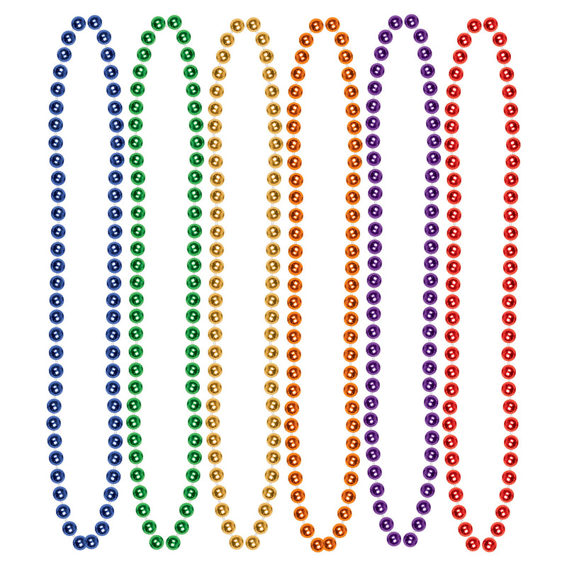 Bulk Party Beads - Small Round – 7mm x 33" by Beistle for General Occasion Round Party Beads