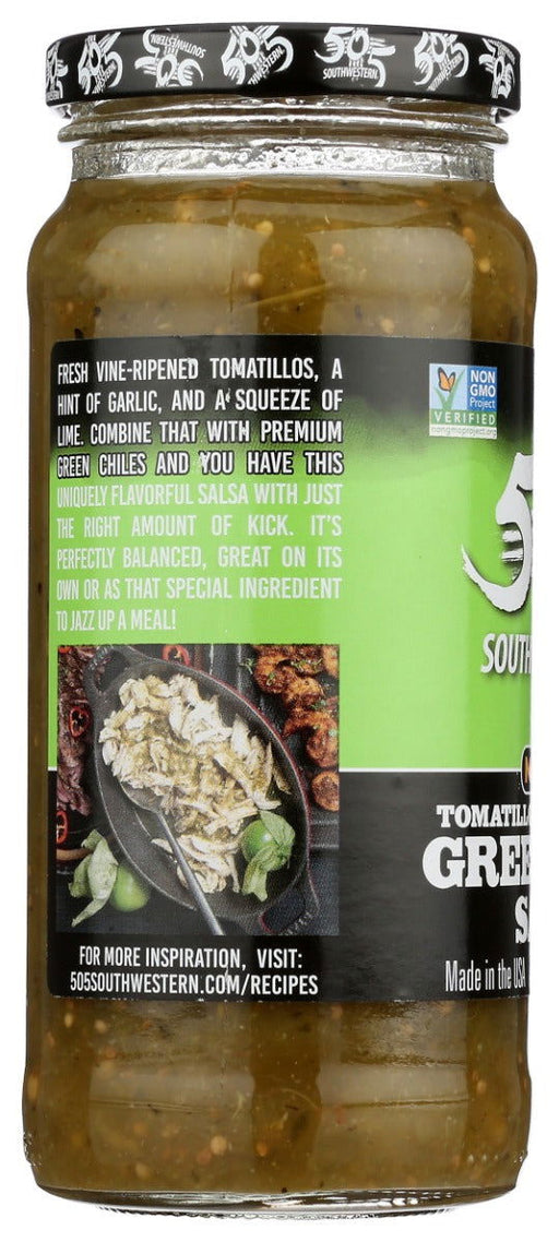 505 SOUTHWESTERN: Hatch Valley Green Chile Salsa With Tomatillos Garlic Lime, 16 oz - No Brand For Less