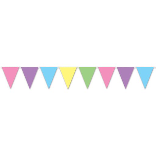 Pastel Pennant Banner – 11" x 12' – (1/Pkg) by Beistle for Spring/Summer Pennant Banners