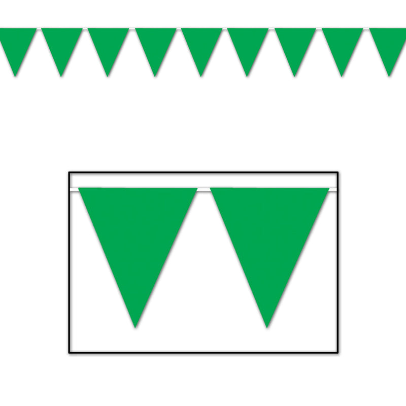Green Pennant Banner – 11" x 12' – (1/Pkg) by Beistle for General Occasion Pennant Banners