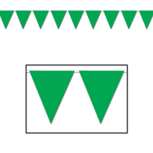 Green Pennant Banner – 11" x 12' – (1/Pkg) by Beistle for General Occasion Pennant Banners