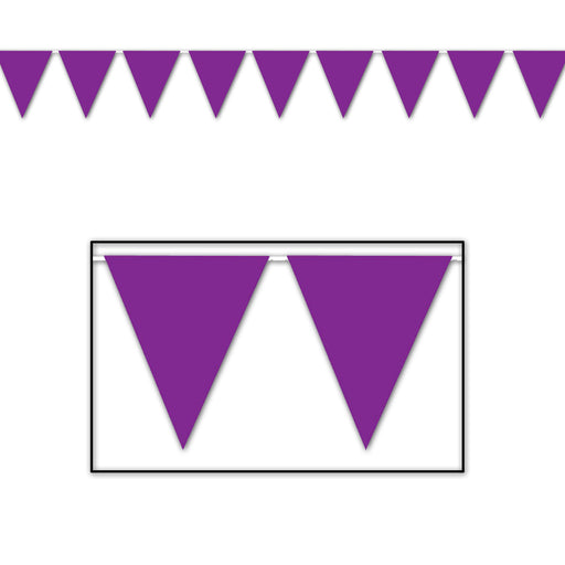 Purple Pennant Banner – 11" x 12' – (1/Pkg) by Beistle for General Occasion Pennant Banners