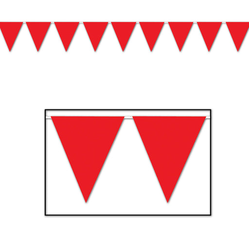 Red Pennant Banner – 11" x 12' – (1/Pkg) by Beistle for General Occasion Pennant Banners
