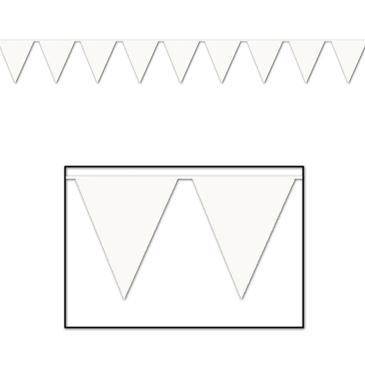 White Pennant Banner – 11" x 12' – (1/Pkg) by Beistle for General Occasion Pennant Banners