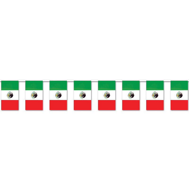 Mexican Flag Pennant Banner – 17" x 60' – (1/Pkg) by Beistle for Fiesta/Cinco de Mayo Pennant Banners
