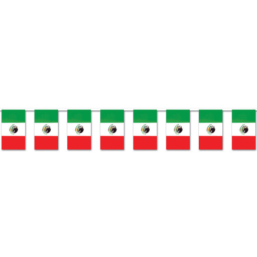 Mexican Flag Pennant Banner – 17" x 60' – (1/Pkg) by Beistle for Fiesta/Cinco de Mayo Pennant Banners