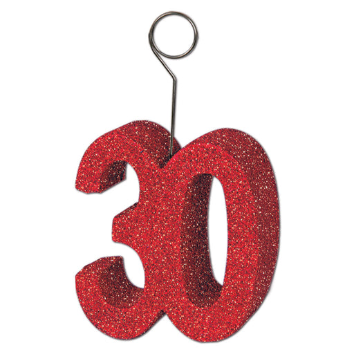 Glittered "30" Photo/Balloon Holder – 6 Oz by Beistle for Birthday-Age Specific Balloon/Photo Holders