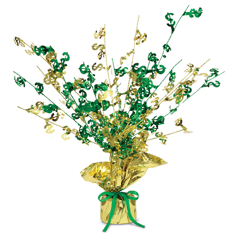 "$" Gleam 'N Burst Centerpiece – 15" – (1/Pkg) by Beistle for Casino Gleam 'N Burst