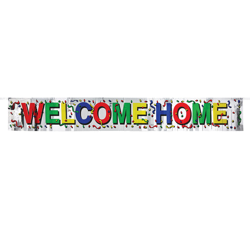 Metallic Welcome Home Fringe Banner – 8" x 5' – (1/Pkg) by Beistle for General Occasion Metallic Banners