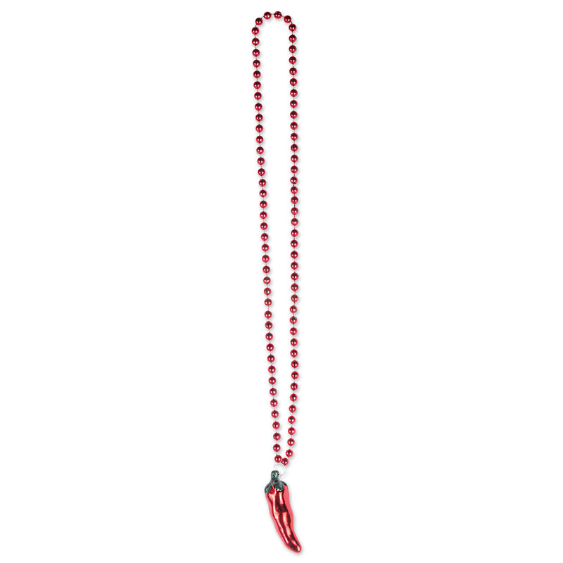 Beads w/Chili Pepper Medallion – 36" – (1/Card)