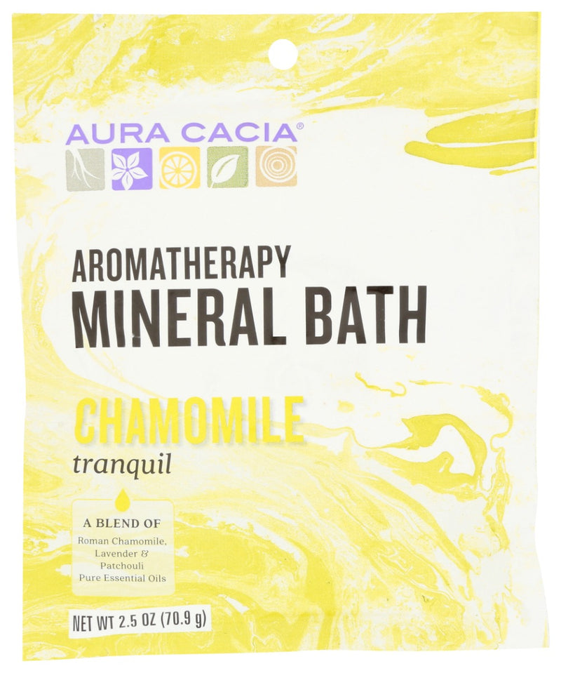 Aura Cacia Tranquil Chamomile Mineral Bath combines the soothing effects of Roman chamomile with the spa-like experience of mineral baths.
Fine-textured salts, pure esssential oils and other mineral-based ingredients create optimum benefits for the mind, body and spirit. New look, same great product!