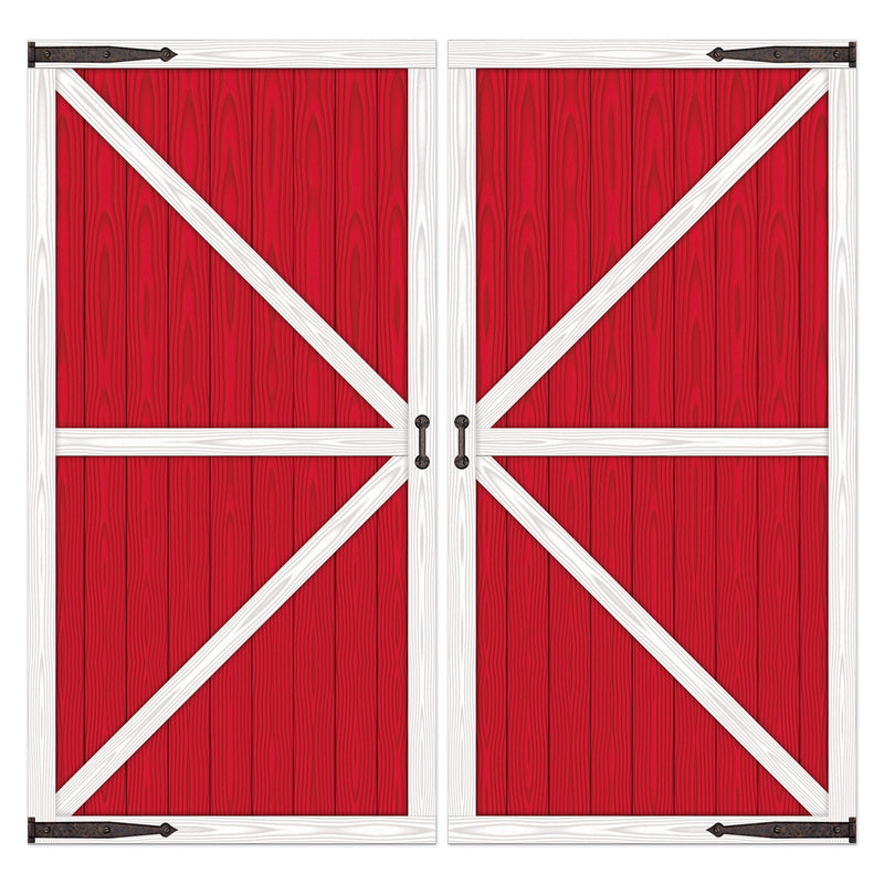 Red Barn Door Props – 32½" x 5' 4" – (2/Pkg) by Beistle for Farm Props