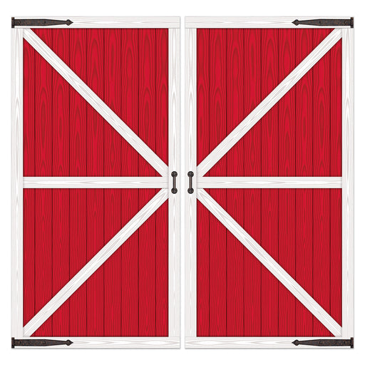 Red Barn Door Props – 32½" x 5' 4" – (2/Pkg) by Beistle for Farm Props