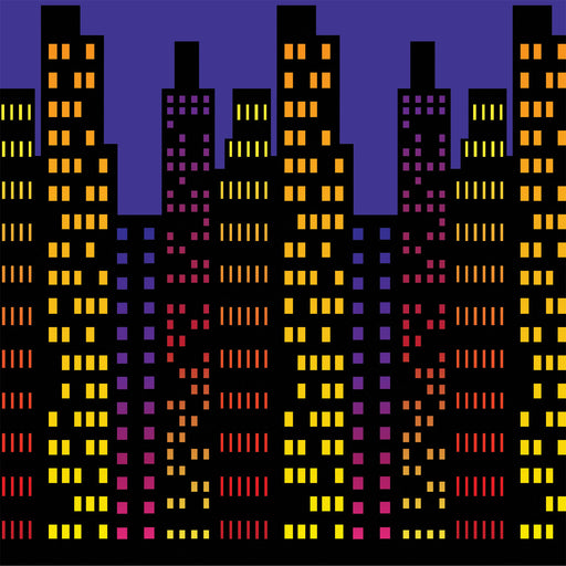 Cityscape Backdrop – 4' x 30' – (1/Pkg) by Beistle for Awards Night Backdrops