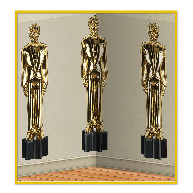 Awards Night Male Statuettes Backdrop – 4' x 30' – (1/Pkg) by Beistle for Awards Night Backdrops