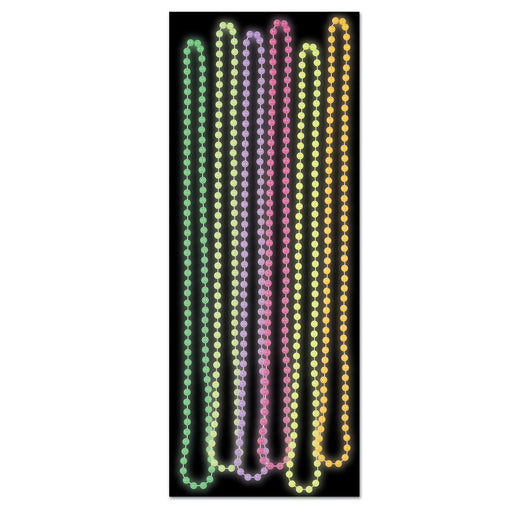 Glow In The Dark Party Beads – 7mm x 33" – (6/Card) by Beistle for General Occasion Round Party Beads
