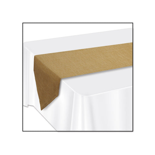 Faux BurlapTable Runner – 12" x 6' – (1/Pkg) by Beistle for General Occasion Table Runners - Fabric
