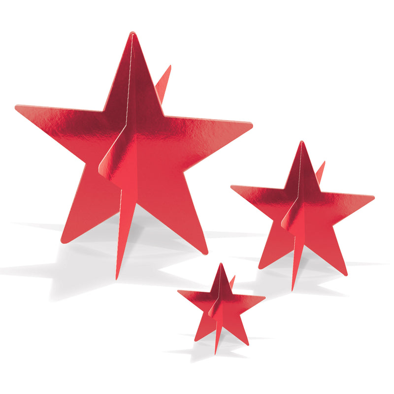 3-D Foil Star Centerpieces – Asstd – (3/Pkg)