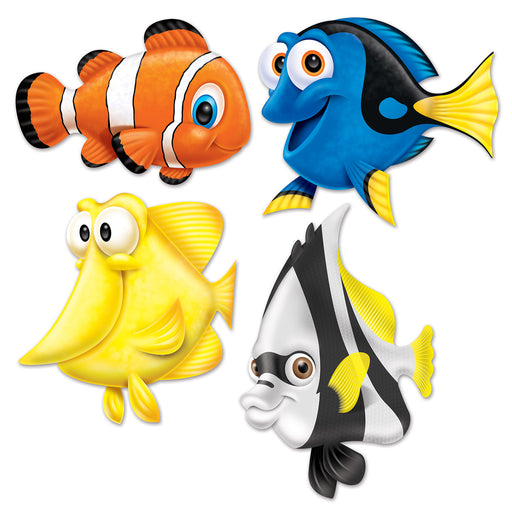 Under The Sea Fish Cutouts – 14½"-17" – (4/Pkg) by Beistle for Under The Sea Printed