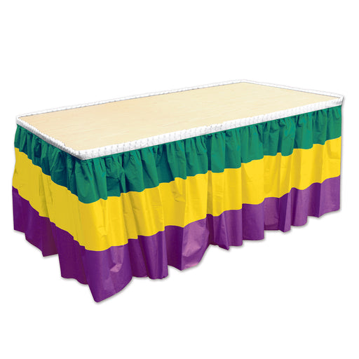 Mardi Gras Table Skirting – 29" x 14' – (1/Pkg) by Beistle for Mardi Gras Table Skirts - Plastic