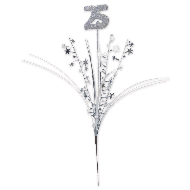 Glittered "25" Metallic Star Spray – 23" – (1/Pkg) by Beistle for Anniversary Metallic Sprays