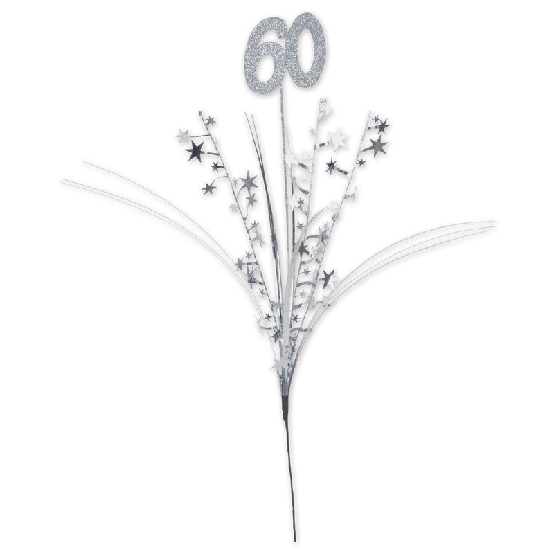 Glittered "60" Metallic Star Spray – 23" – (1/Pkg) by Beistle for Birthday-Age Specific Metallic Sprays