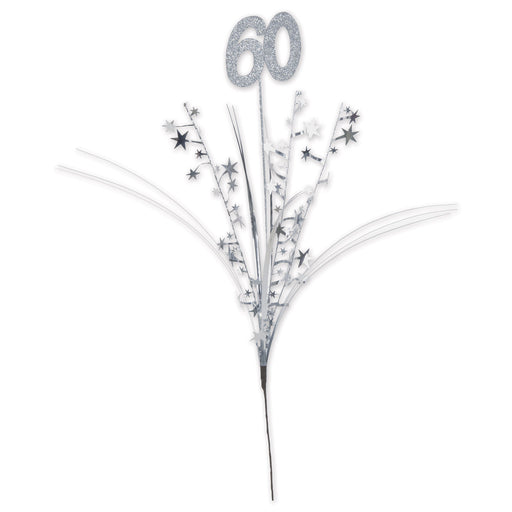 Glittered "60" Metallic Star Spray – 23" – (1/Pkg) by Beistle for Birthday-Age Specific Metallic Sprays