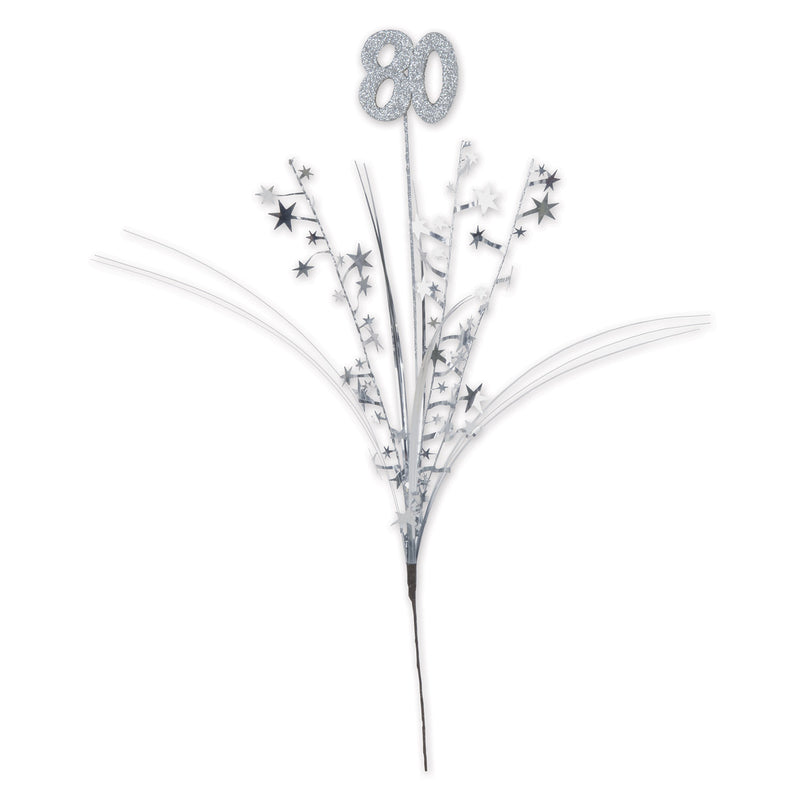 Glittered "80" Metallic Star Spray – 23" – (1/Pkg) by Beistle for Birthday-Age Specific Metallic Sprays