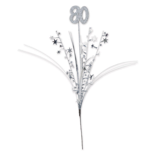Glittered "80" Metallic Star Spray – 23" – (1/Pkg) by Beistle for Birthday-Age Specific Metallic Sprays