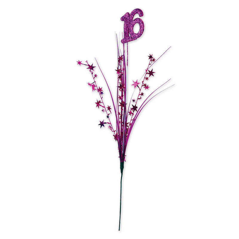 Glittered "16" Metallic Star Spray – 23" – (1/Pkg) by Beistle for Sweet 16 Metallic Sprays