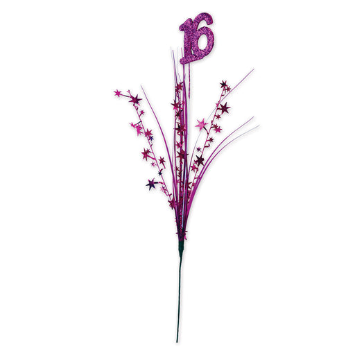 Glittered "16" Metallic Star Spray – 23" – (1/Pkg) by Beistle for Sweet 16 Metallic Sprays