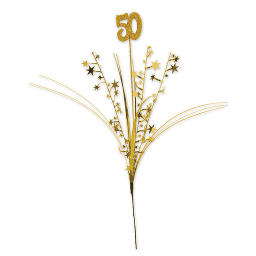 Glittered "50" Metallic Star Spray – 23" – (1/Pkg) by Beistle for Anniversary Metallic Sprays