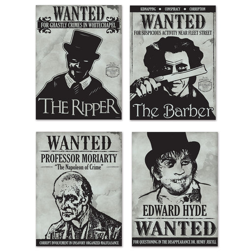 Sherlock Holmes Wanted Sign Cutouts – 15¼" – (4/Pkg) by Beistle for Sherlock Holmes Signs