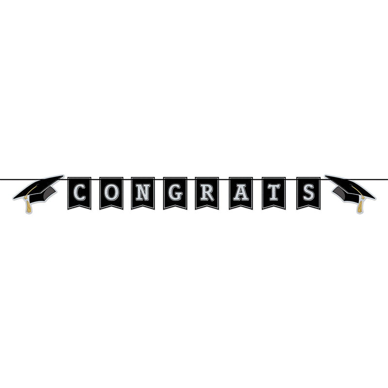 Congrats Grad Streamer – 6½" x 6' – (1/Pkg) by Beistle for Graduation Streamers