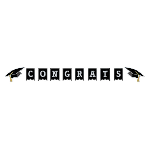 Congrats Grad Streamer – 6½" x 6' – (1/Pkg) by Beistle for Graduation Streamers
